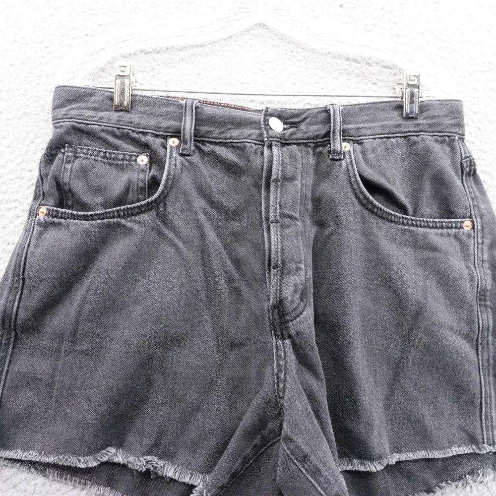 We The Free Free People Raw Hem‎ Denim Cutoff Shorts 31 Black Womens Button Fly